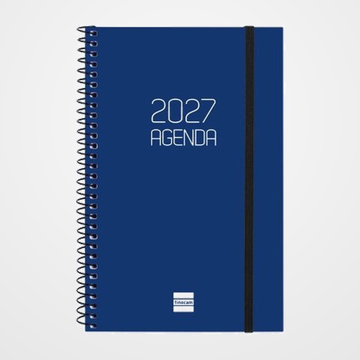 AGENDA ANUAL (2027) FINOCAM ESPIRAL BASIC OPAQUE ESPIRAL tapa PP con GOMA E5 117x181 S/V APAIS. AZUL