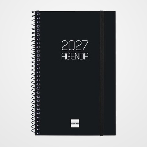 AGENDA ANUAL (2027) FINOCAM ESPIRAL BASIC OPAQUE ESPIRAL tapa PP con GOMA E5 117x181 S/V APAIS. NEGRO
