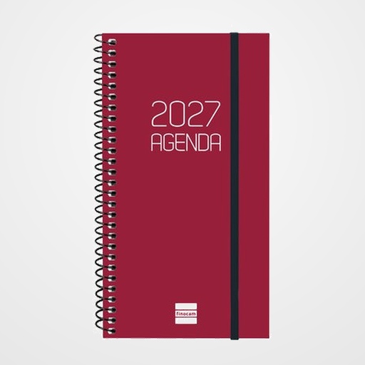 AGENDA ANUAL (2027) FINOCAM ESPIRAL BASIC OPAQUE ESPIRAL tapa PP con GOMA E9 94x171 S/V APAIS. BURDEOS