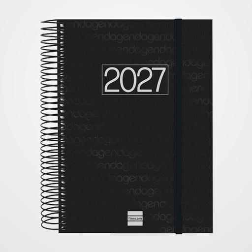 AGENDA ANUAL (2027) FINOCAM ESPIRAL BASIC YEAR ESPIRAL tapa PP con GOMA E10 155x212 D/P NEGRO