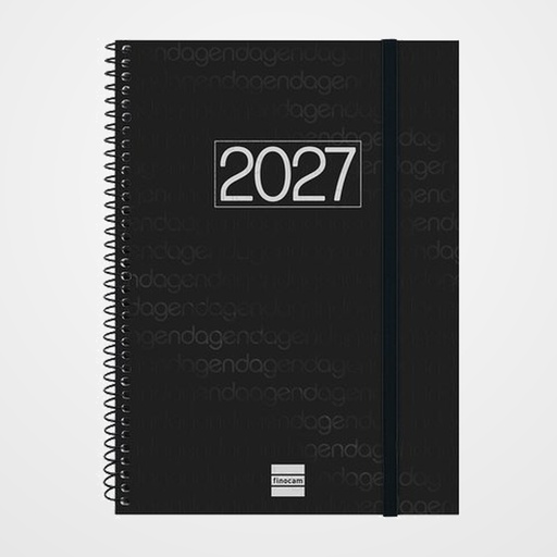 AGENDA ANUAL (2027) FINOCAM ESPIRAL BASIC YEAR ESPIRAL tapa PP con GOMA E10 155x212 S/VV NEGRO