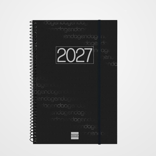 AGENDA ANUAL (2027) FINOCAM ESPIRAL BASIC YEAR ESPIRAL tapa PP con GOMA E11 165x242 S/VV NEGRO