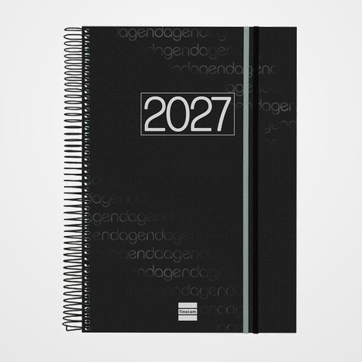 AGENDA ANUAL (2027) FINOCAM ESPIRAL BASIC YEAR ESPIRAL tapa PP con GOMA E40 210x297 D/P NEGRO