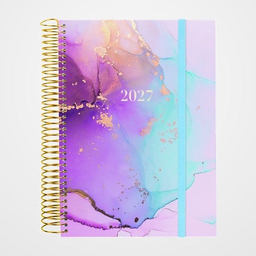 AGENDA ANUAL (2027) FINOCAM ESPIRAL TRENDY  DESIGN COLLECTION ESPIRAL tapa PP con GOMA E10 155x212 D/P GOLDY