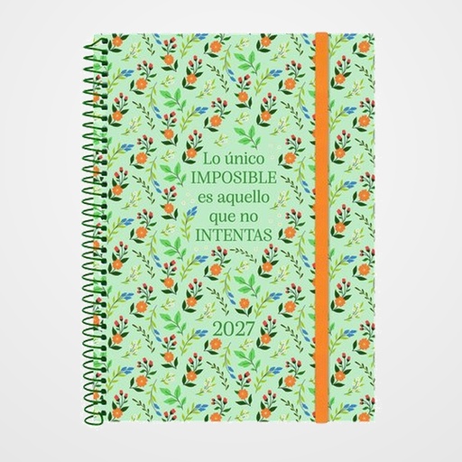 AGENDA ANUAL (2027) FINOCAM ESPIRAL TRENDY  DESIGN COLLECTION ESPIRAL tapa PP con GOMA E10 155x212 S/V APAIS. IMPOSIBLE