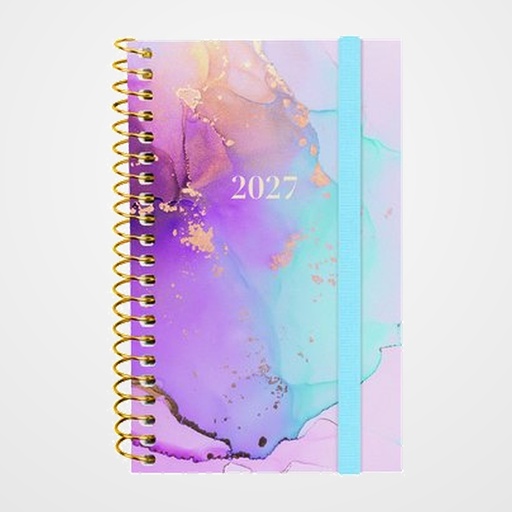 AGENDA ANUAL (2027) FINOCAM ESPIRAL TRENDY  DESIGN COLLECTION ESPIRAL tapa PP con GOMA E3 79x127 S/V APAIS. GOLDY