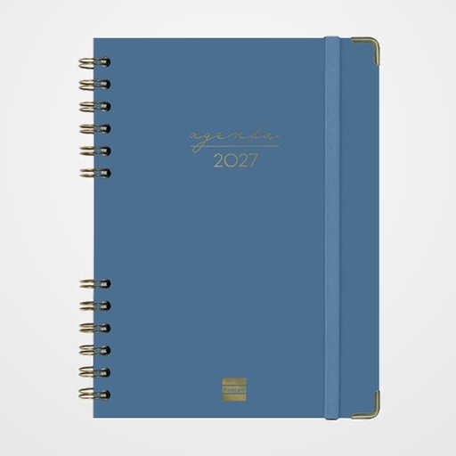 AGENDA ANUAL (2027) FINOCAM ESPIRAL TRENDY ALMA WIRE-O tapa DURA con GOMA E10 155x212 S/V APAIS. AZUL
