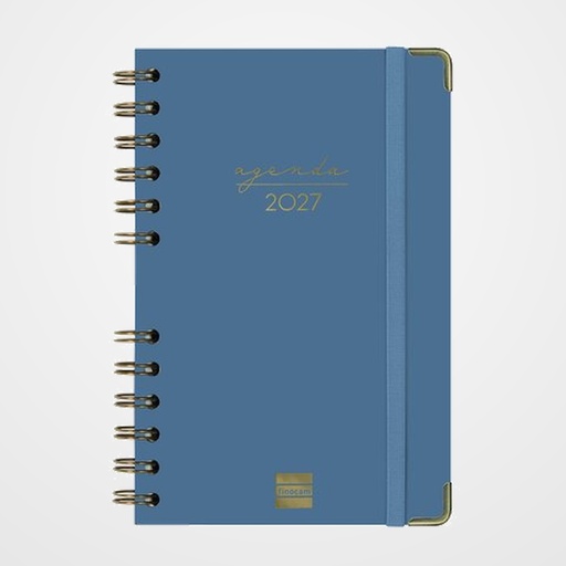 AGENDA ANUAL (2027) FINOCAM ESPIRAL TRENDY ALMA WIRE-O tapa DURA con GOMA E5 117x181 S/V APAIS. AZUL