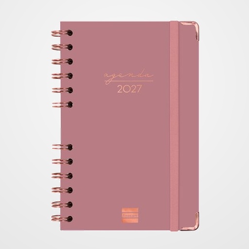 AGENDA ANUAL (2027) FINOCAM ESPIRAL TRENDY ALMA WIRE-O tapa DURA con GOMA E5 117x181 S/V APAIS. ROSA