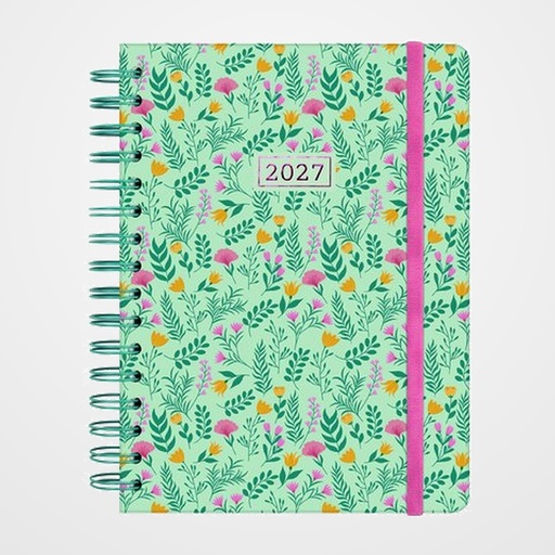 AGENDA ANUAL (2027) FINOCAM ESPIRAL TRENDY YOU WIRE-O tapa EXTRA con GOMA E10 155x212 D/P TRIGO