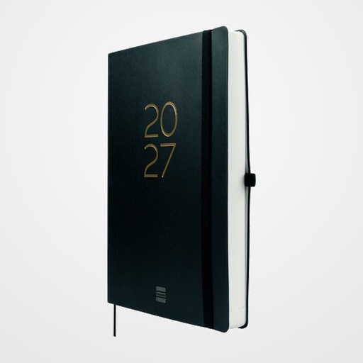 AGENDA ANUAL (2027) FINOCAM INTERNACIONAL CAPRI COSIDA tapa BLANDA con GOMA B5 148x210 D/P NEGRO