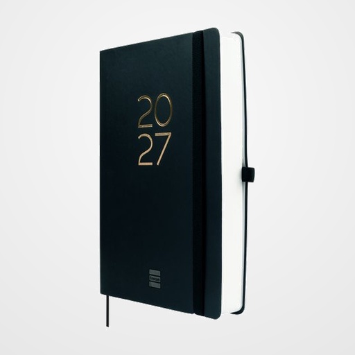 AGENDA ANUAL (2027) FINOCAM INTERNACIONAL CAPRI COSIDA tapa BLANDA con GOMA FA5 148x210 D/P NEGRO