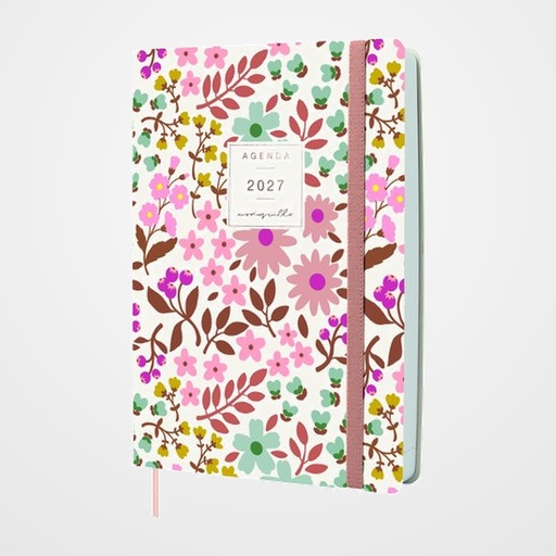 AGENDA ANUAL (2027) FINOCAM MONIQUILLA COSIDA tapa SINTETICO con GOMA FA5 148x210 D/P ROSA