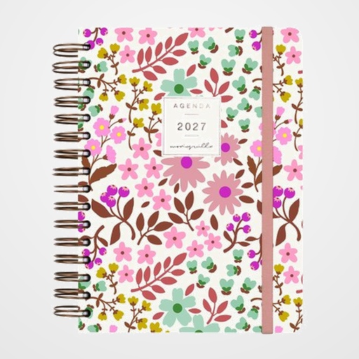 AGENDA ANUAL (2027) FINOCAM MONIQUILLA WIRE-O tapa EXTRA con GOMA E10 155x212 D/P ROSA