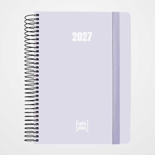 AGENDA ANUAL (2027) GRAFOPLAS COLORS ESPIRAL tapa EXTRADURA con GOMA A5 210x150 D/P LAVANDA SOFT