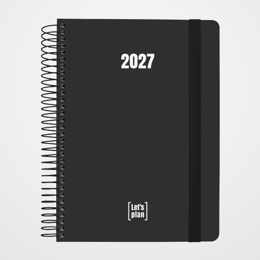 AGENDA ANUAL (2027) GRAFOPLAS COLORS ESPIRAL tapa EXTRADURA con GOMA A5 210x150 D/P NEGRO