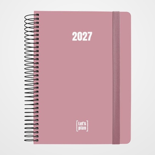 AGENDA ANUAL (2027) GRAFOPLAS COLORS ESPIRAL tapa EXTRADURA con GOMA A5 210x150 D/P ROSA