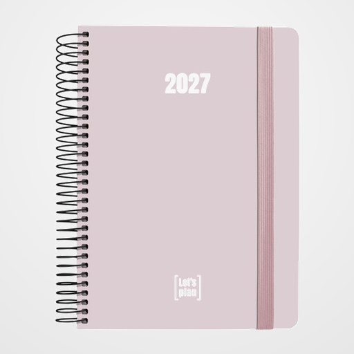 AGENDA ANUAL (2027) GRAFOPLAS COLORS ESPIRAL tapa EXTRADURA con GOMA A5 210x150 D/P ROSA SOFT