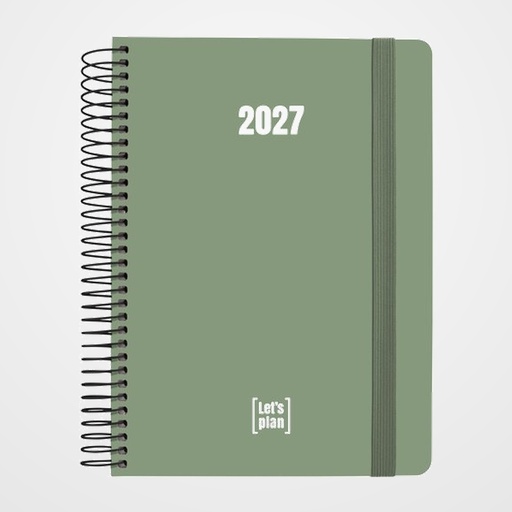 AGENDA ANUAL (2027) GRAFOPLAS COLORS ESPIRAL tapa EXTRADURA con GOMA A5 210x150 D/P VERDE