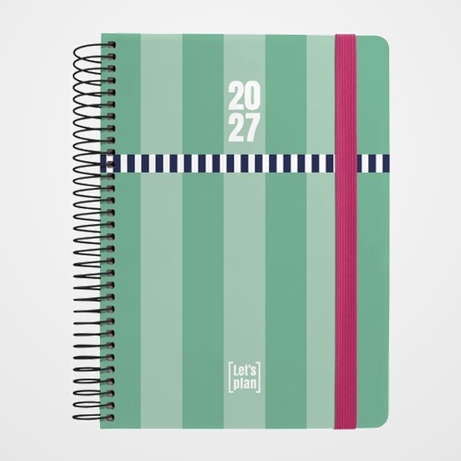 AGENDA ANUAL (2027) GRAFOPLAS DESIGN ESPIRAL tapa EXTRA con GOMA A5 210x150 D/P MINT PULSE