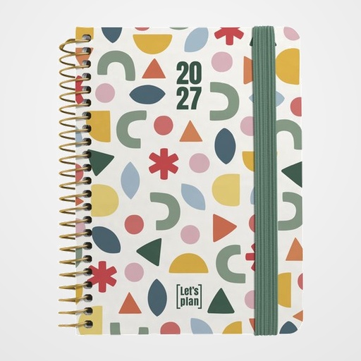 AGENDA ANUAL (2027) GRAFOPLAS DESIGN ESPIRAL tapa EXTRA con GOMA A6 150x120 S/V DOODLE