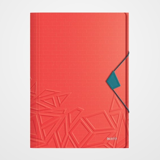 CARPETA de GOMAS y SOLAPAS LEITZ URBAN CHIC PP A4 ROJO