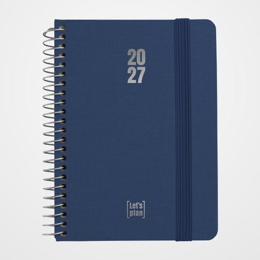 AGENDA ANUAL (2027) GRAFOPLAS FANCY ESPIRAL tapa EXTRADURA con GOMA A6 170x145 D/P AZUL INDIGO