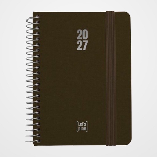 AGENDA ANUAL (2027) GRAFOPLAS FANCY ESPIRAL tapa EXTRADURA con GOMA A6 170x145 D/P MARRON
