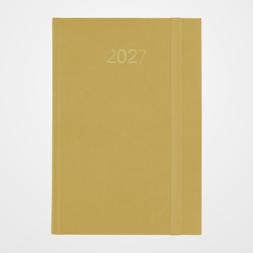 AGENDA ANUAL (2027) GRAFOPLAS FLORENCIA COSIDA tapa ACOLCHADA con GOMA A5 210x145 D/P AMARILLO