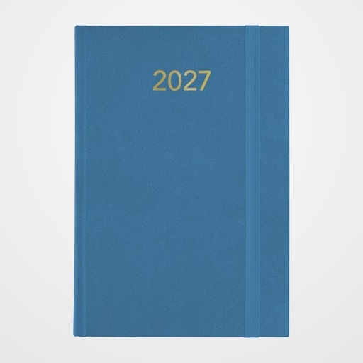 AGENDA ANUAL (2027) GRAFOPLAS FLORENCIA COSIDA tapa ACOLCHADA con GOMA A5 210x145 D/P AZUL