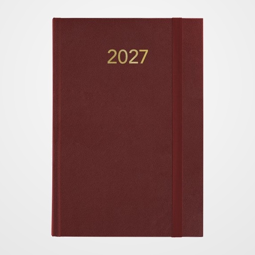 AGENDA ANUAL (2027) GRAFOPLAS FLORENCIA COSIDA tapa ACOLCHADA con GOMA A5 210x145 D/P GRANATE