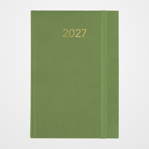 AGENDA ANUAL (2027) GRAFOPLAS FLORENCIA COSIDA tapa ACOLCHADA con GOMA A5 210x145 D/P VERDE