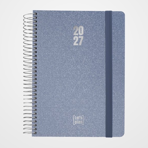 AGENDA ANUAL (2027) GRAFOPLAS METALLIC ESPIRAL tapa EXTRADURA con GOMA A5 210x150 D/P AZUL