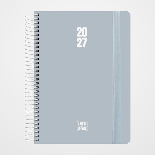AGENDA ANUAL (2027) GRAFOPLAS POLIPROPILENO ESPIRAL tapa PP con GOMA A5 210x150 D/P AZUL CLARO