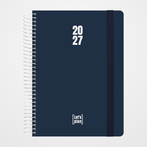 AGENDA ANUAL (2027) GRAFOPLAS POLIPROPILENO ESPIRAL tapa PP con GOMA A5 210x150 D/P AZUL OSCURO