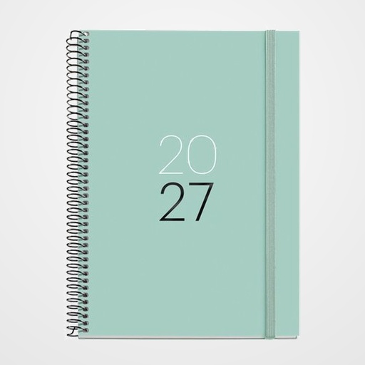 AGENDA ANUAL (2027) MIQUELRIUS BASIC CALM ESPIRAL tapa EXTRA con GOMA PLUS 155x213 D/P AQUA