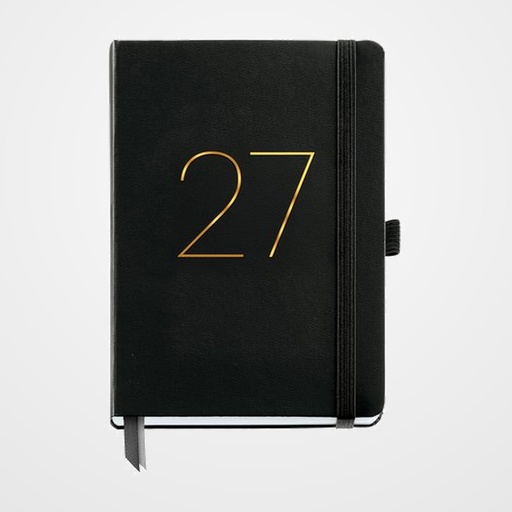 AGENDA ANUAL (2027) MIQUELRIUS BASIC CHESTER COSIDA tapa SIMIL PIEL con GOMA PLUS 155x213 D/P NEGRO