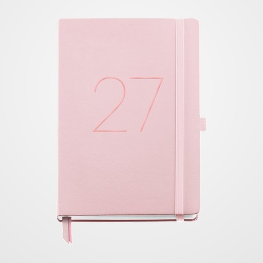 AGENDA ANUAL (2027) MIQUELRIUS BASIC CHESTER COSIDA tapa SIMIL PIEL con GOMA PLUS 155x213 S/V APAIS. ROSA
