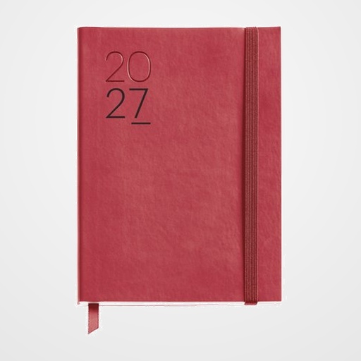 AGENDA ANUAL (2027) MIQUELRIUS BASIC LUXOR COSIDA tapa SIMIL PIEL con GOMA JOURNAL 122x168 D/P ROJO