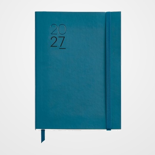 AGENDA ANUAL (2027) MIQUELRIUS BASIC LUXOR COSIDA tapa SIMIL PIEL con GOMA PLUS 155x213 D/P AZUL