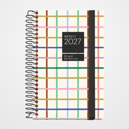 AGENDA ANUAL (2027) MIQUELRIUS GRAFICA ESPIRAL tapa EXTRA con GOMA CADDY 80x120 S/V APAIS. GRID