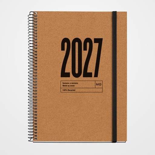 AGENDA ANUAL (2027) MIQUELRIUS RECYCLED ESPIRAL tapa DURA con GOMA PLUS 155x213 S/VVBROWN