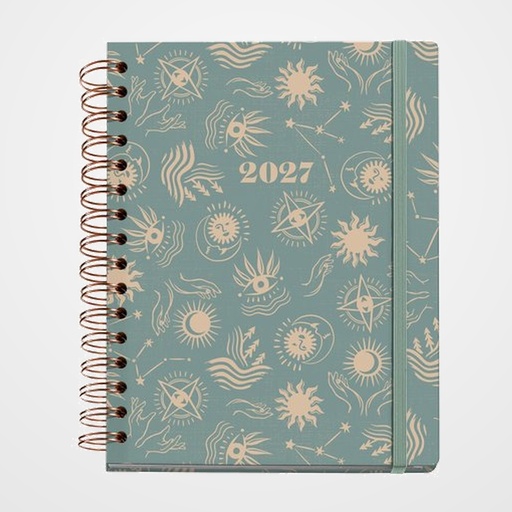 AGENDA ANUAL (2027) MIQUELRIUS TRENDS ASTRAL WIRE-O tapa EXTRA con GOMA PLUS 155x213 D/P APAIS. GOOD FORTUNE