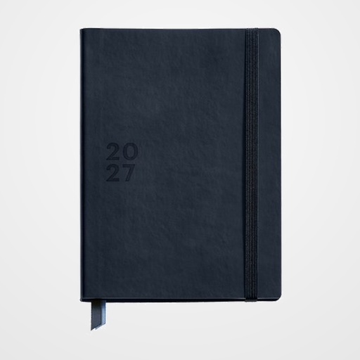 AGENDA ANUAL (2027) MIQUELRIUS TRENDS BACK TO BASICS COSIDA tapa SIMIL PIEL con GOMA PLUS 155x213 D/P AZUL MARINO