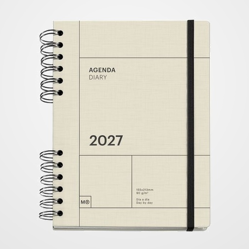 AGENDA ANUAL (2027) MIQUELRIUS TRENDS BACK TO BASICS WIRE-O tapa EXTRA con GOMA PLUS 155x213 D/P CREMA