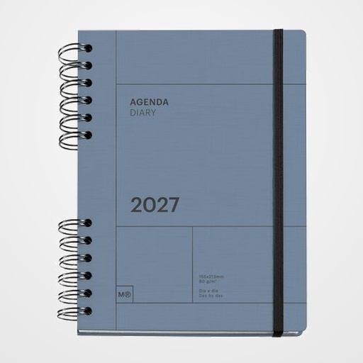 AGENDA ANUAL (2027) MIQUELRIUS TRENDS BACK TO BASICS WIRE-O tapa EXTRA con GOMA PLUS 155x213 D/P MARINO