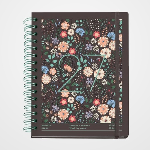 AGENDA ANUAL (2027) MIQUELRIUS TRENDS LIBERTY WIRE-O tapa EXTRA con GOMA PLUS 155x213 D/P APAIS. BROWN