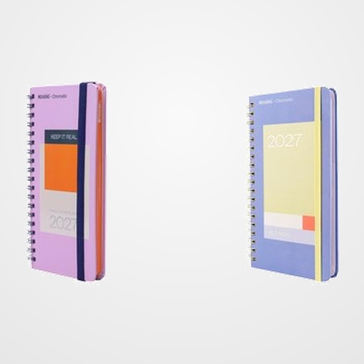 AGENDA ANUAL (2027) MOOVING CHROMATIC WIRE-O tapa EXTRA SOFT TOUCH con goma POCKET 170x90 S/V SURTIDO (2 mod.)