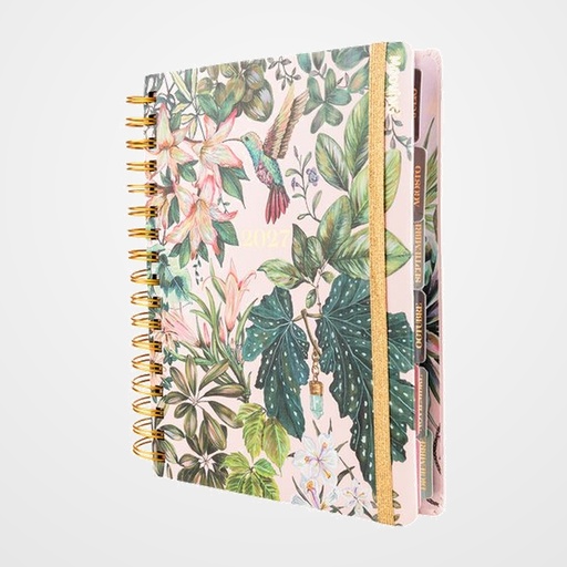 AGENDA ANUAL (2027) MOOVING FLORAL WIRE-O tapa EXTRA con GOMA 165x220 D/P