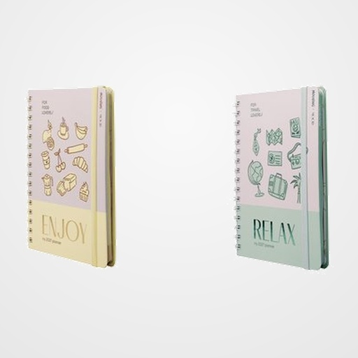 AGENDA ANUAL (2027) MOOVING MOOD WIRE-O tapa PP con GOMA 150x210 S/V SURTIDO (2 mod.)